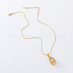 3 collar con colgante de lágrima hueca de acero inoxidable para mujer&nbsp;OB3323