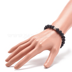 Stretch-Armband aus natürlichem Lavastein und Strass&nbsp;BJEW-JB08574