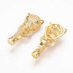 Fermoirs à lanière repliables en laiton avec zircone cubique de micro pave&nbsp;ZIRC-L062-K01-G