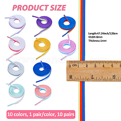 10 Paar 10 Farben dreifarbige Mosaik-Macaron-Farben Polyester-Schnürsenkel&nbsp;FIND-FH0011-99