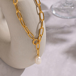 Minimalistische Lariat-Halskette mit Y-förmigem Anhänger aus natürlichem Süßwasserperlen-Edelstahl (304).&nbsp;EE6125