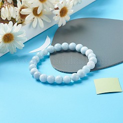 Juego de pulseras elásticas de aguamarina de imitación de calcedonia natural de cristal reiki para hombres y mujeres&nbsp;BJEW-JB06806-01