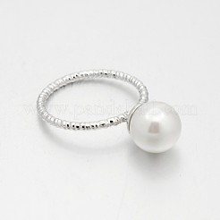 Ottone anelli acrilico perla di gioielli da sposa&nbsp;RJEW-J061-P