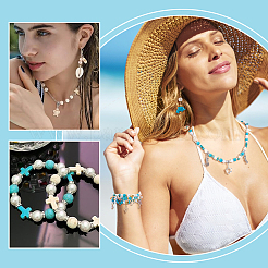 Kits de fabrication de perles synthétiques turquoise et coquillages&nbsp;DIY-PH0031-46