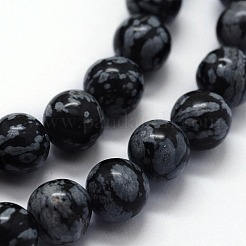 Naturschneeflocke Obsidian Perlen Stränge&nbsp;G-I199-36-10mm