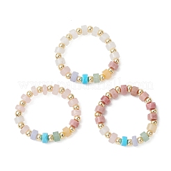 3 perlina a disco con pietre preziose e anelli per le dita in ottone&nbsp;RJEW-JR00985-03