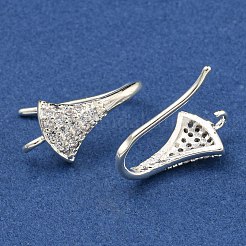 Latón micro pavimenta claro ganchos de aretes de circonio cúbico&nbsp;KK-R149-22S