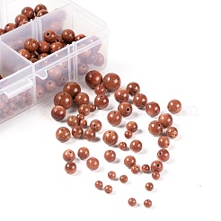 340 Stück 4 Größen synthetische Goldsteinperlenstränge&nbsp;G-LS0001-11