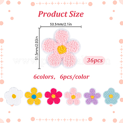 36 Stück 6 Farben Handtuch Stickerei Stil Baumwolle zum Aufbügeln/Aufnähen Patches&nbsp;DIY-GO0002-60