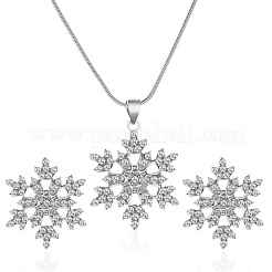 Schneeflocke Legierung Kristall Strass Anhänger Halsketten & Ohrstecker Sets&nbsp;FS-WGBFA9B-02