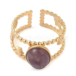 Ovale natürliche Amethyst-Fingerringe&nbsp;RJEW-Z057-11G-04