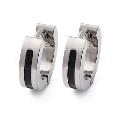 Orecchini a cerchio in acciaio inossidabile 304 con smalto&nbsp;EJEW-M001-21A-P