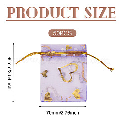 50 sachet en organza imprimé cœur&nbsp;OP-TADJ0001-01D
