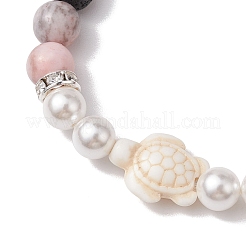 Braccialetti elasticizzati con perline rotonde da 8 mm e perle di conchiglia&nbsp;BJEW-JB10317