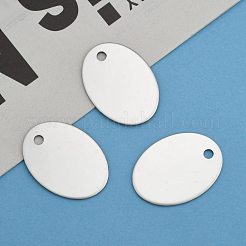 Anlaufgeschützte ovale Stanz-Anhänger aus Edelstahl 201&nbsp;STAS-S031-04