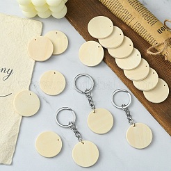 Kits de fabrication de porte-clés en bois rond et plat vierge&nbsp;DIY-YW0008-89