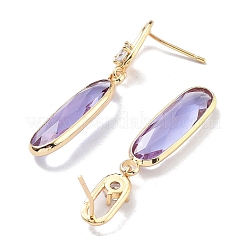 Orecchini a perno ovali in ottone color oro chiaro con micro pavè di zirconi&nbsp;EJEW-Q800-49KCG