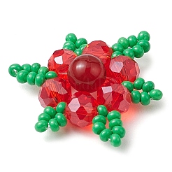 Cornaline naturelle tissée (teinte et chauffée) et perles de verre en forme de flocon de neige à plusieurs brins&nbsp;PALLOY-MZ00319-01