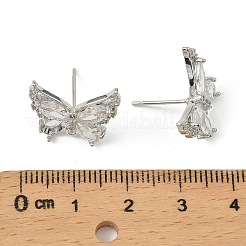 Reperti per orecchini a bottone in zircone chiaro con micro pavé di ottone&nbsp;KK-C107-10P