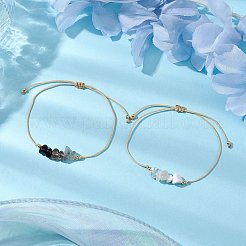Set di braccialetti con perline intrecciate miste di pietre preziose naturali e sintetiche da 2 pezzi&nbsp;BJEW-JB11035-02