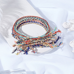 12 Stück 12 Farben verstellbare geflochtene Armband-Sets aus Baumwollkordel&nbsp;BJEW-LP0002-40