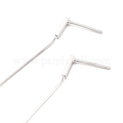 Pendientes colgantes de cadena larga de plata de ley 925 con baño de rodio&nbsp;EJEW-P195-02P