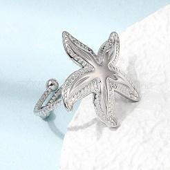 Bracciale a stella marina in acciaio inossidabile 304 con anelli aperti per donna&nbsp;RJEW-A105-01P