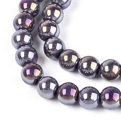 Chapelets de perles en verre opaque électrolytique&nbsp;GLAA-T032-P8mm-AB15