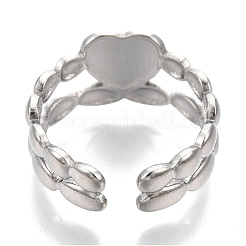 Anillos de puño con forma de corazón de acero inoxidable 304 que no se deslustran&nbsp;RJEW-N038-117P