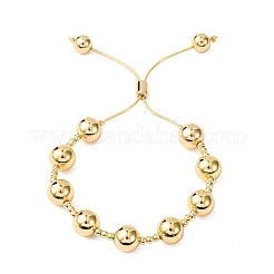 Braccialetti scorrevoli con perline rotonde in ottone per donna&nbsp;LS-BJEW-D357-06A-G