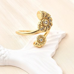 Manschettenringe aus Messing mit Mikropavé und Zirkonia im Ozean-Design für Damen&nbsp;RJEW-F184-17G-G