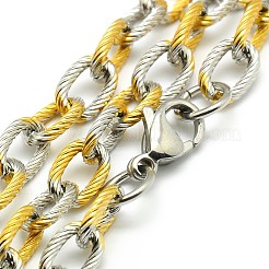 Modische 304 Edelstahl Twisted Grain Kabel Kette Halsketten&nbsp;STAS-A028-N077C