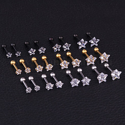 Orecchini a forma di stella in zirconia cubica trasparente in acciaio chirurgico 316l&nbsp;WGC4894-07