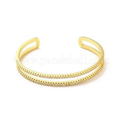 Bracelet manchette ouvert à double ligne en zircone cubique transparente&nbsp;BJEW-M231-08G