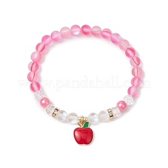 5 pz 5 colori perline sintetiche di pietra di luna braccialetti elastici per le donne&nbsp;BJEW-JB11594