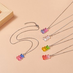 Collana con ciondolo orso in resina&nbsp;NJEW-JN04251