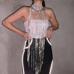 Catene per il corpo con nappe in strass di cristallo pieno in lega&nbsp;WG01C3C-02