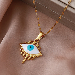Collane vintage da donna con ciondolo a forma di occhio di Allah in acciaio inossidabile 304 smaltato.&nbsp;XZ3178