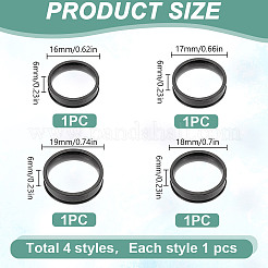 4 Stück 4 Arten Edelstahl gerillte Fingerring Einstellungen&nbsp;STAS-LP0001-43EB-04