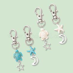 10 bolsa de 2 colores de decoraciones colgantes de turquesa sintética con forma de tortuga y estrella de mar&nbsp;HJEW-CP0001-25