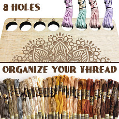 Ablagefächer für Stickgarn aus Holz mit Mandala-Blumenmuster und 8 Position&nbsp;TOOL-WH0056-001