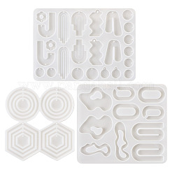 3 Uds. Moldes de silicona para colgantes diy con forma hexagonal&nbsp;DIY-TA0006-40