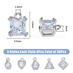 30 Stück 5 Stile Legierung Zirkonia Anhänger&nbsp;ZIRC-FH0001-48
