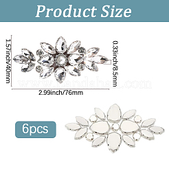 6 pieza de rhinestone de vidrio con purpurina y fijación en caliente con forma de flor&nbsp;DIY-GF0014-62A