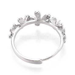 Blumen Messing Micro Pave klare Zirkonia verstellbare Ringfassungen&nbsp;KK-T076-57P