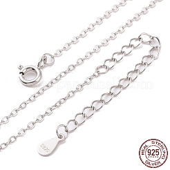 Anlaufschutz-Halskette aus rhodiniertem Sterlingsilber mit flachem Anker&nbsp;NJEW-A011-01A-P