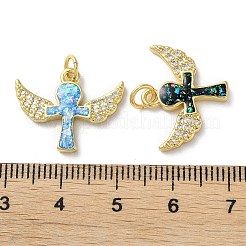 Pendenti in zirconi cubici trasparenti in micro pavè di ottone&nbsp;KK-C045-15G