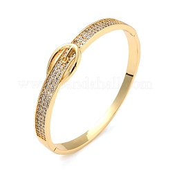 Bracciale rigido a forma di chiusura con zirconi chiari&nbsp;BJEW-I298-27G
