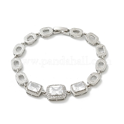 Bracelets à maillons rectangulaires et ovales en laiton avec micro pavé de zircons cubiques&nbsp;KK-R217-36P