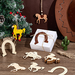 DIY unfertige leere hölzerne Pferde-/Hufeisenanhänger&nbsp;WOOD-PH0034-17